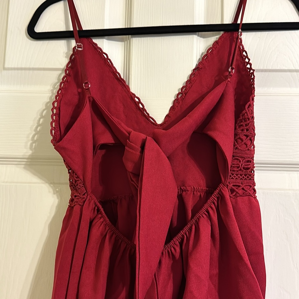 Deep Wine Red Spaghetti Strap Romper - image 5